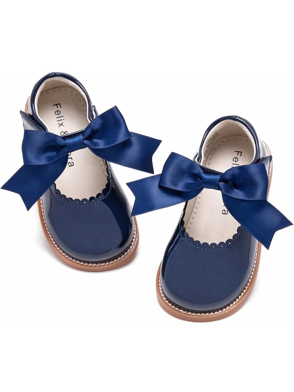 Patent Navy Bow Mary Jane Shoes